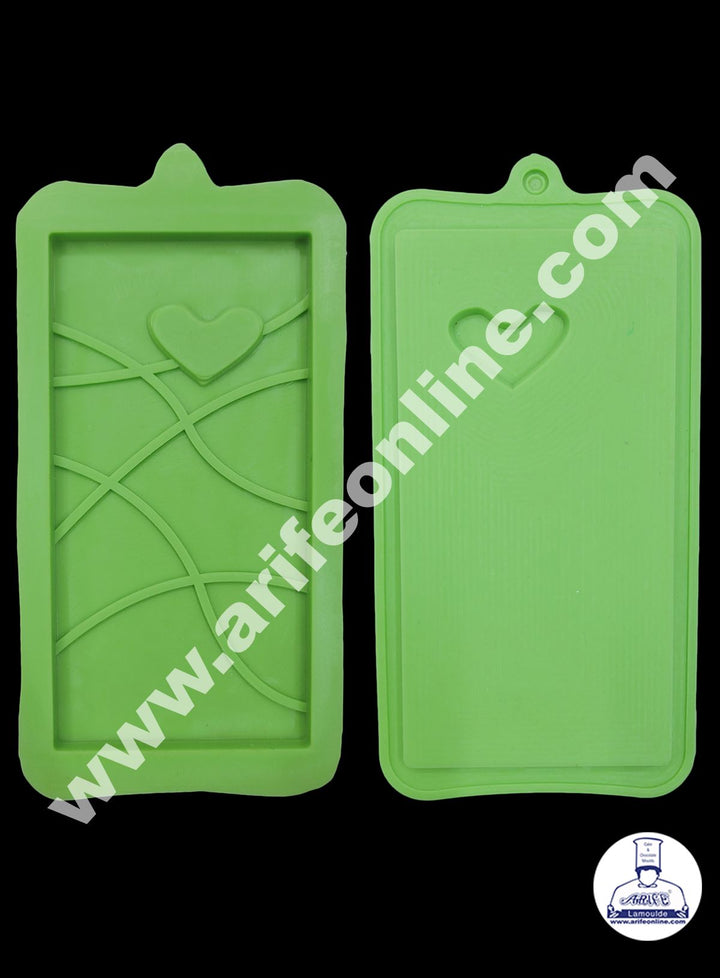Cake Decor 1 Cavity Heart With Lines Shape Silicone Bar Mold Chocolate Mould ( SBCM-690)