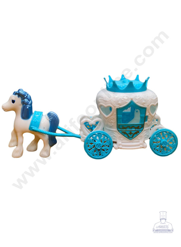 Cake Decor 1 Pc Horse Carriage Baggi Plastic Toys for Cake Toppers - Blue (SB-Baggi-Blue)