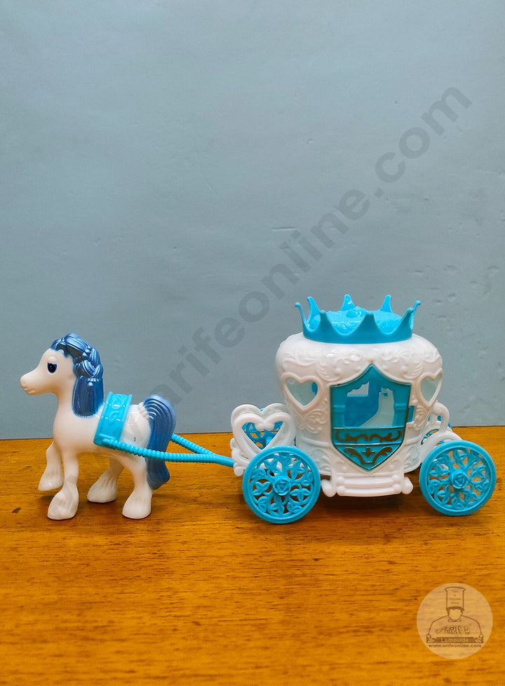 Cake Decor 1 Pc Horse Carriage Baggi Plastic Toys for Cake Toppers - Blue (SB-Baggi-Blue)