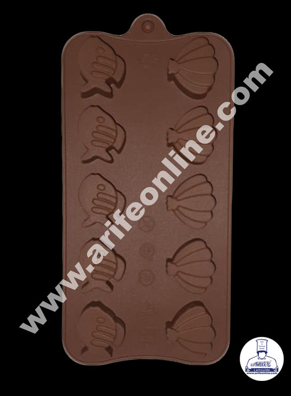 Cake Decor 10 Cavity Fish and Shell Shape Silicone Chocolate Mold ( SBCM-701 )