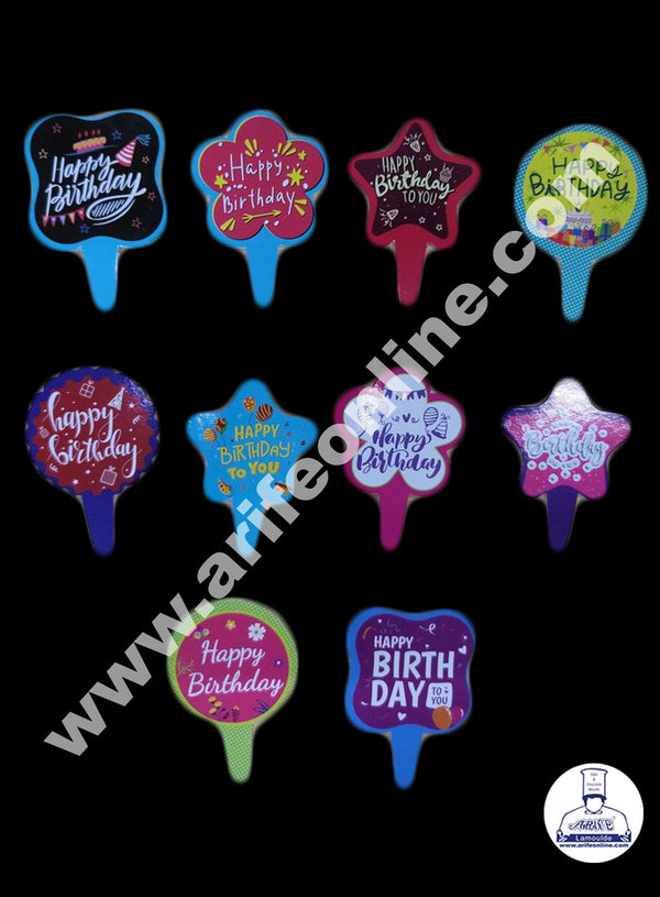 Cake Decor 100 pcs Happy Birthday Tag Mix Designs Paper Topper For Cake And Cupcake