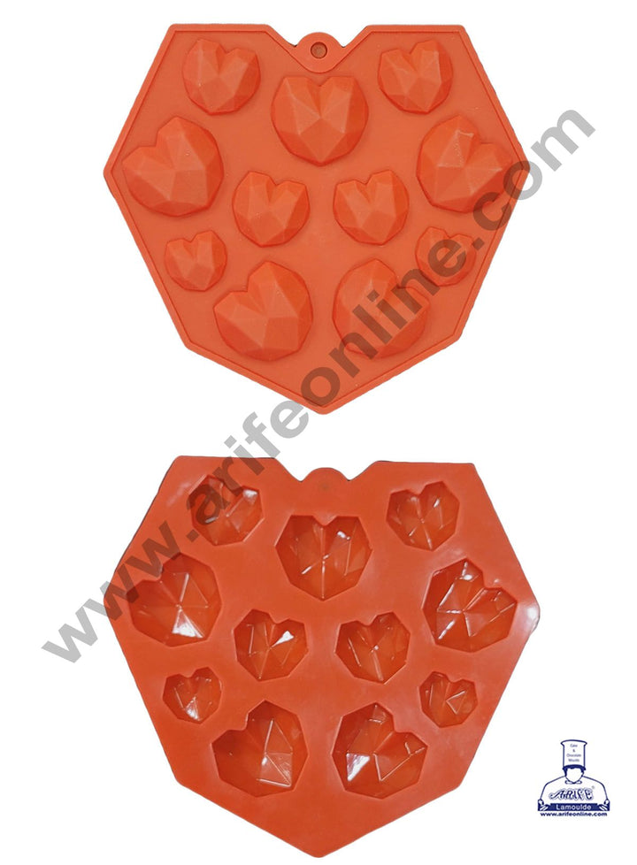Cake Decor 11 Cavity Pinata Heart Valentine Heart Shape Design Chocolate Mould Ice, Jelly Candy Mould , Silicon Garnishing Mould
