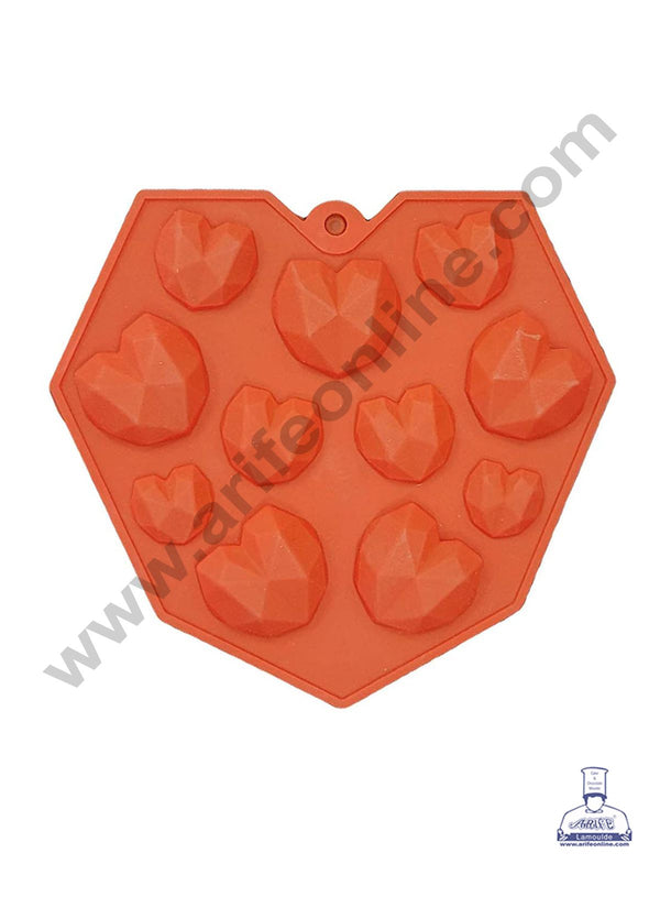 Cake Decor 11 Cavity Small Pinata Heart Valentine Heart Shape Design Chocolate Mould Ice Mould , Jelly Candy Mould , Silicon Garnishing Mould