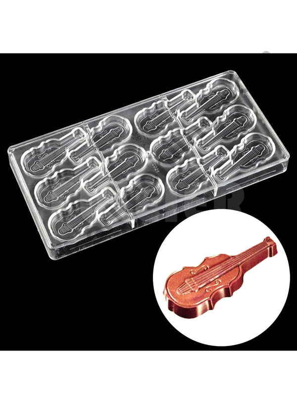 Cake Decor 12 Cavities Guitar Shape Polycarbonate Chocolate Mould