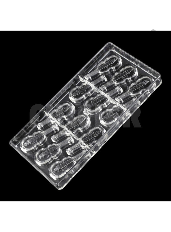 Cake Decor 12 Cavities Guitar Shape Polycarbonate Chocolate Mould