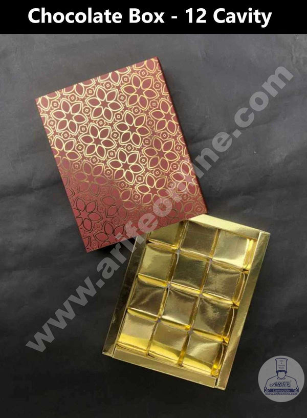Cake Decor 12 Cavity Foiling Chocolate Boxes Set of 10 Pieces (SBBX-FL-109)