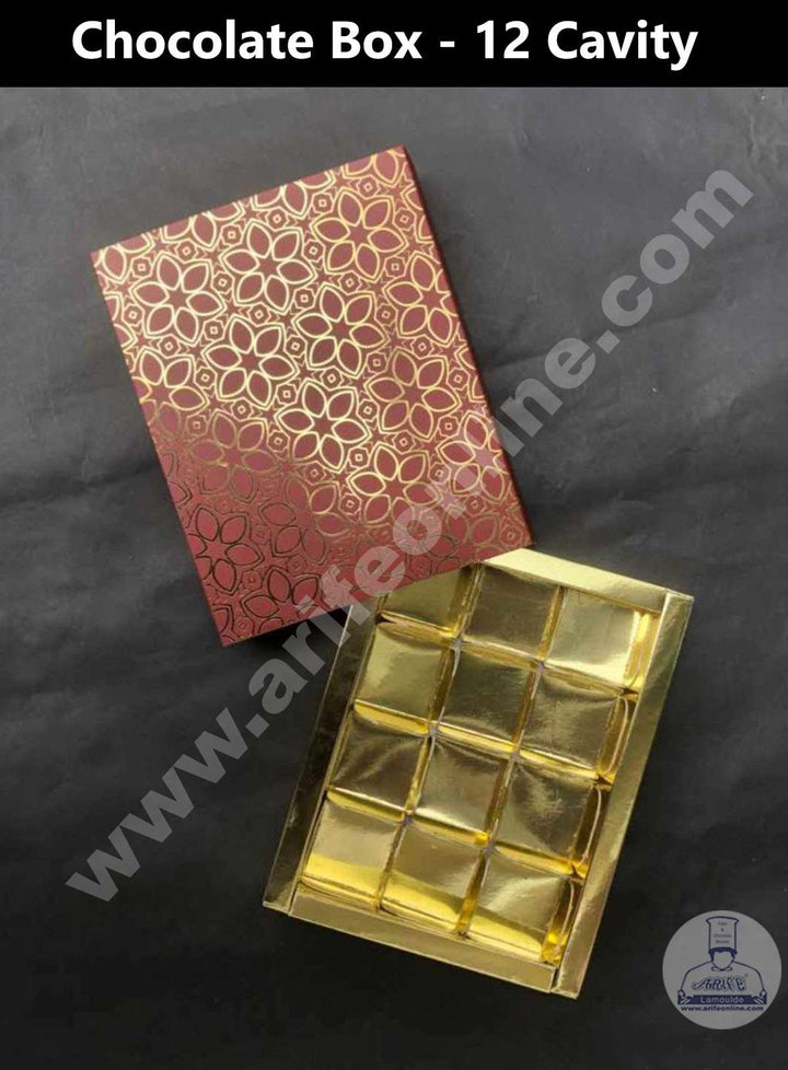 Cake Decor 12 Cavity Foiling Chocolate Boxes Set of 10 Pieces (SBBX-FL-109)