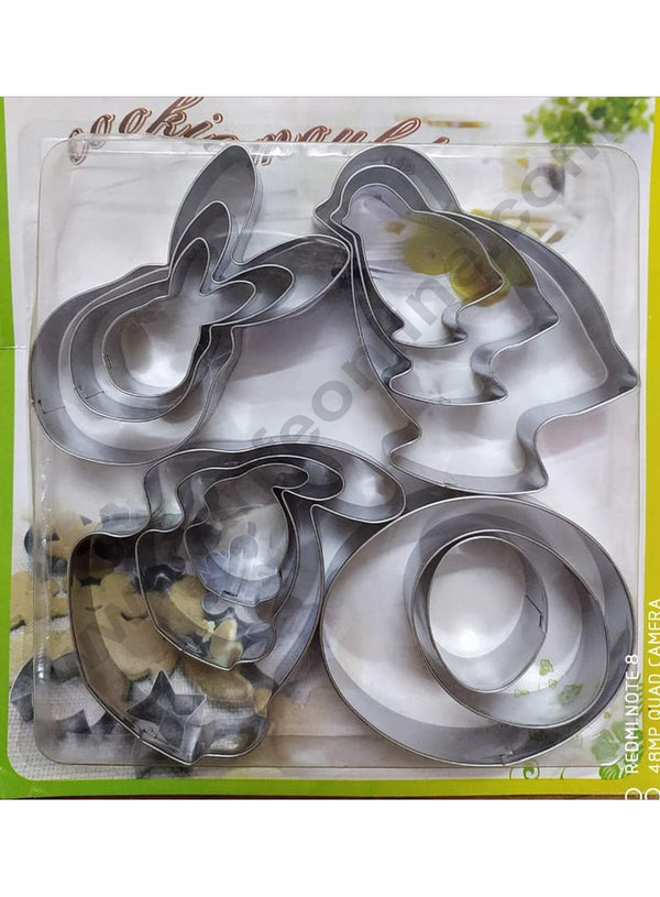 Cake Decor 12 Pcs Easter Theme Bunny Duck Rabbit Egg Shape Stainless Steel Cookie Cutter