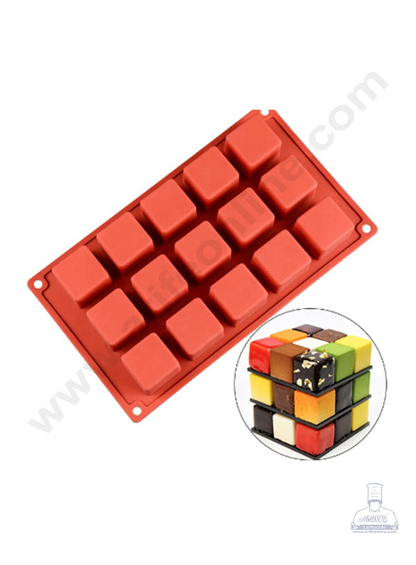 Cake Decor 15 Cavity Square Cube Shape Silicon Muffin Mold Silicone Small Cake Mould SBSM-802