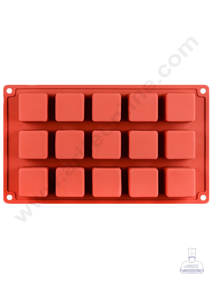 Cake Decor 15 Cavity Square Cube Shape Silicon Muffin Mold Silicone Small Cake Mould SBSM-802