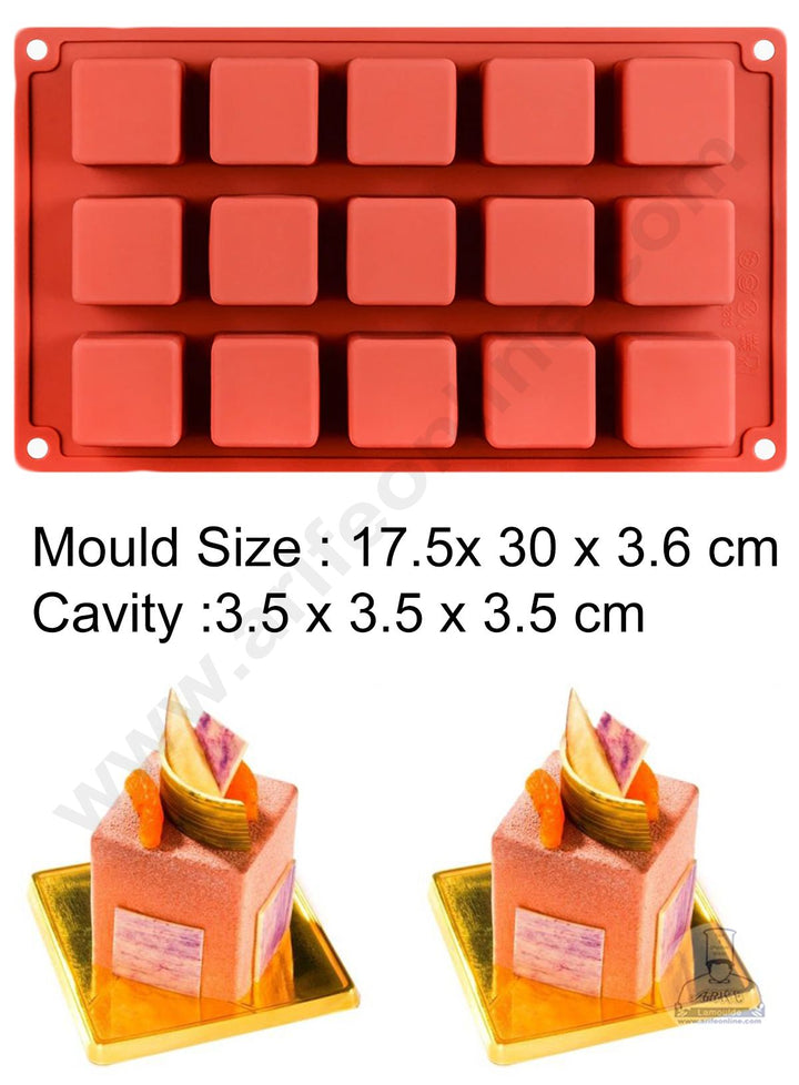 Cake Decor 15 Cavity Square Cube Shape Silicon Muffin Mold Silicone Small Cake Mould SBSM-802