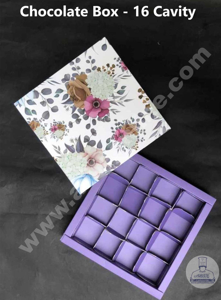 Cake Decor 16 Cavity Floral Chocolate Boxes Set of 10 Pieces - Purple (SBBX-F-105)