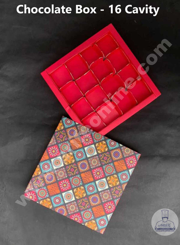 Cake Decor 16 Cavity Floral Chocolate Boxes Set of 10 Pieces - Red (SBBX-F-106)