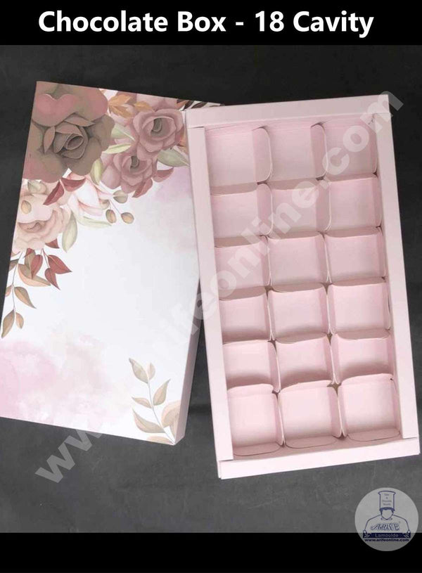 Cake Decor 18 Cavity Floral Chocolate Boxes Set of 10 Pieces - Pink (SBBX-F-107)