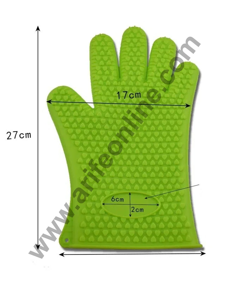 Cake Decor 1pc Silicone Heat Resistant Cooking Baking BBQ Oven Gloves Non-slip Insulated Grill Mittens with Hanging Hole for Kitchen Cooking