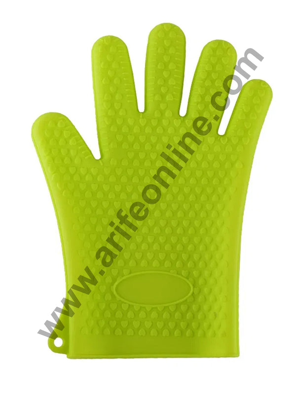 Cake Decor 1pc Silicone Heat Resistant Cooking Baking BBQ Oven Gloves Non-slip Insulated Grill Mittens with Hanging Hole for Kitchen Cooking