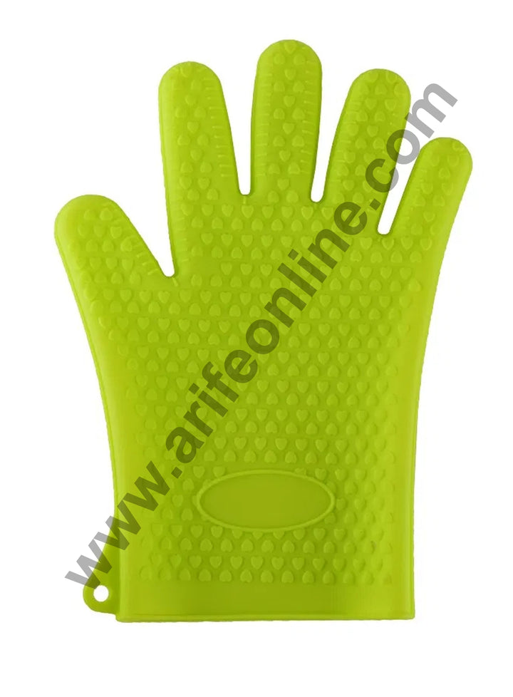 Cake Decor 1pc Silicone Heat Resistant Cooking Baking BBQ Oven Gloves Non-slip Insulated Grill Mittens with Hanging Hole for Kitchen Cooking