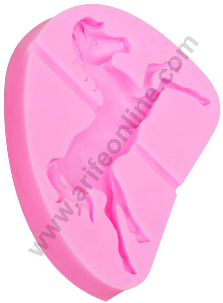 Cake Decor 1pcs Silicone Fondant Mould 3D Carousel Horse With Pole Cake Decorating