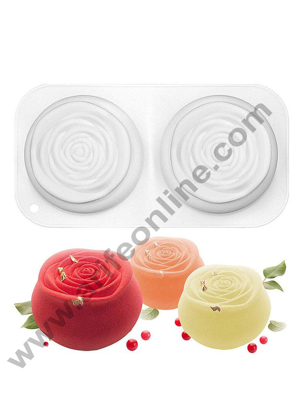 Cake Decor 2 Cavity Big Rose Shape Cake Muffin Silicon Mould