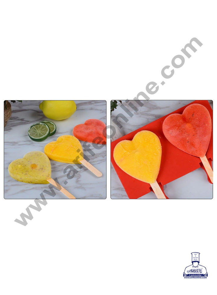 Cake Decor 2 Cavity Plain Heart Shape Silicone Popsicle And Cakesicle Molds Easy Ice Cream Bar Mould SBSM-748