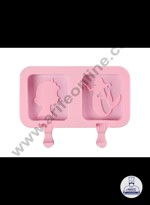 Cake Decor 2 Cavity Square Princess And Mermaid Shape Silicone Popsicle And Cakesicle Molds Easy Ice Cream Bar Mould