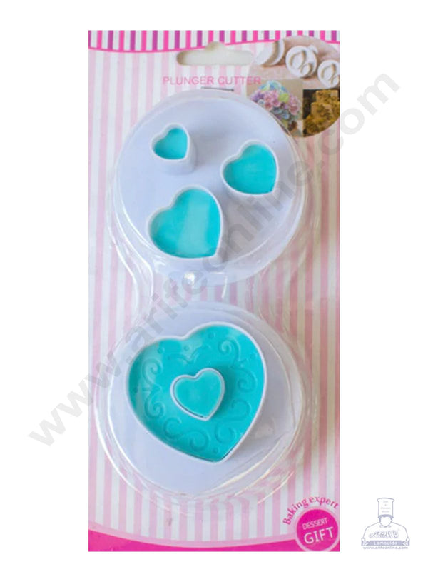 Cake Decor 2 pcs Heart Shape Plunger Fondant Cutter (SBS-814)