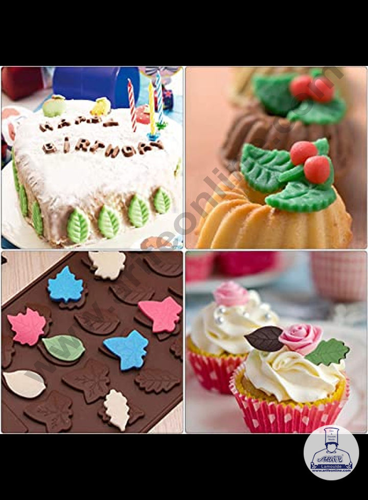 Cake Decor 24 Cavity Maple Leaves Shape Thin Chocolate Bar Silicone Chocolate Mould