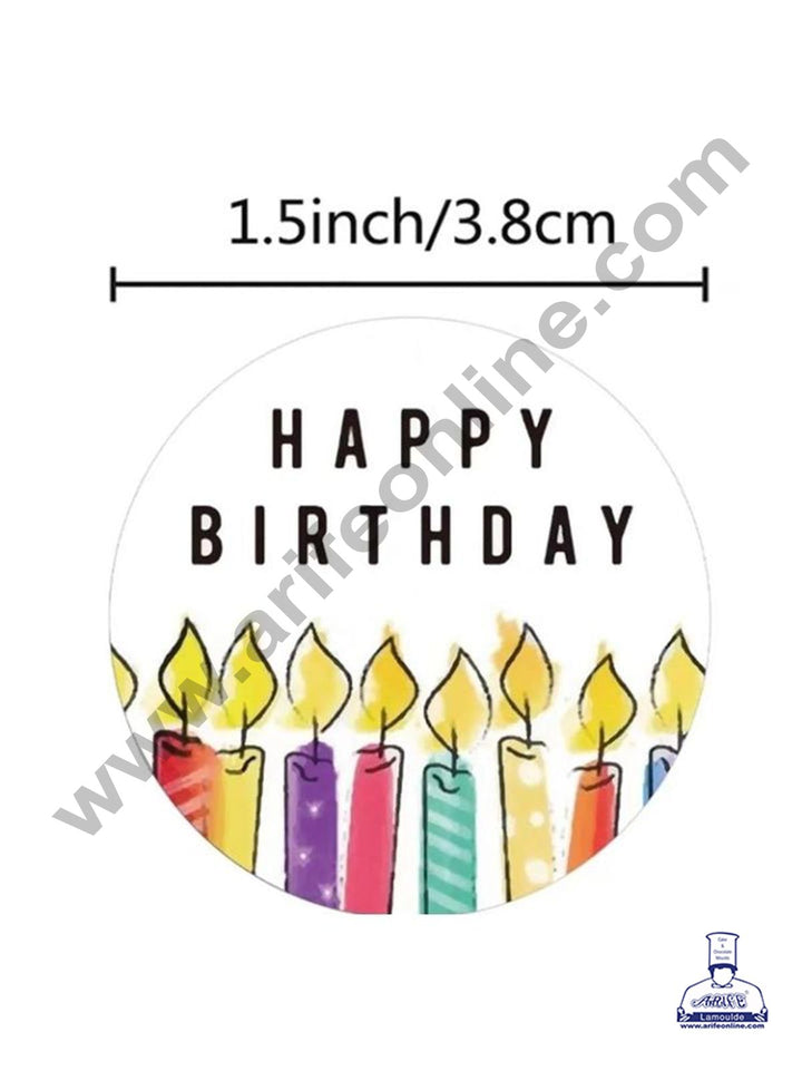 Cake Decor 240 Pieces Round 1.5 Inch Multicolour Stickers - Happy Birthday