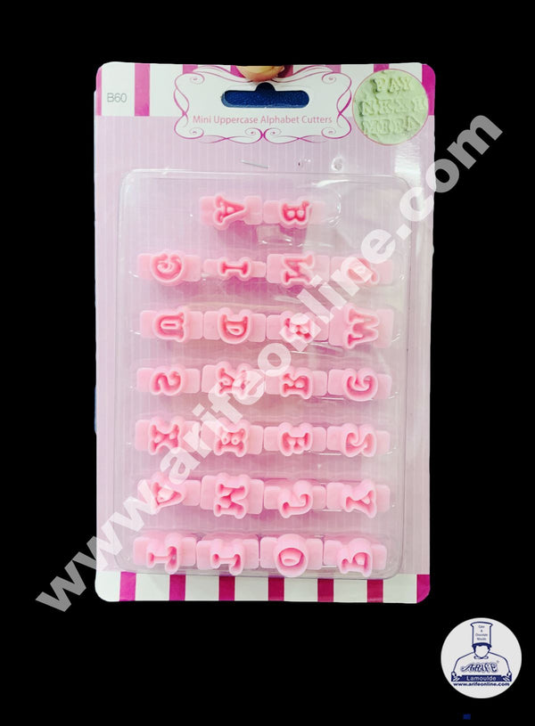 Cake Decor 26 pcs Plastic Mini Uppercase Alphabet letter Cookie Impress Cutters Set For Cake Decoration Baking Tool (SBB-60)