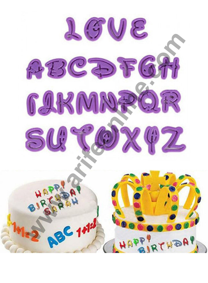 Cake Decor 26pcs Plastic Upper Case Alphabets Cutout Cookie Cutters Set For Cake Decoration