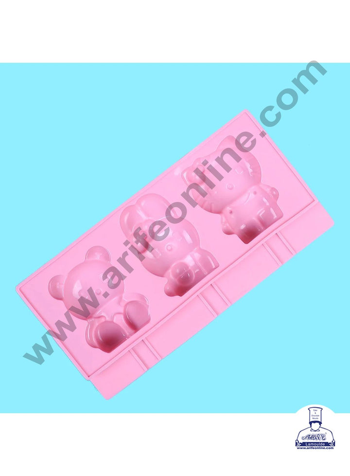 Cake Decor 3 Cavity Hello Kitty And Teddy Shape Silicone Popsicle And Cakesicle Molds Easy Ice Cream Bar Mould SBSM-745