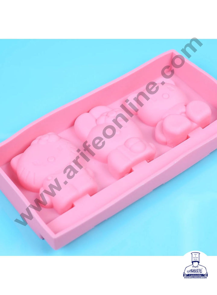 Cake Decor 3 Cavity Hello Kitty And Teddy Shape Silicone Popsicle And Cakesicle Molds Easy Ice Cream Bar Mould SBSM-745