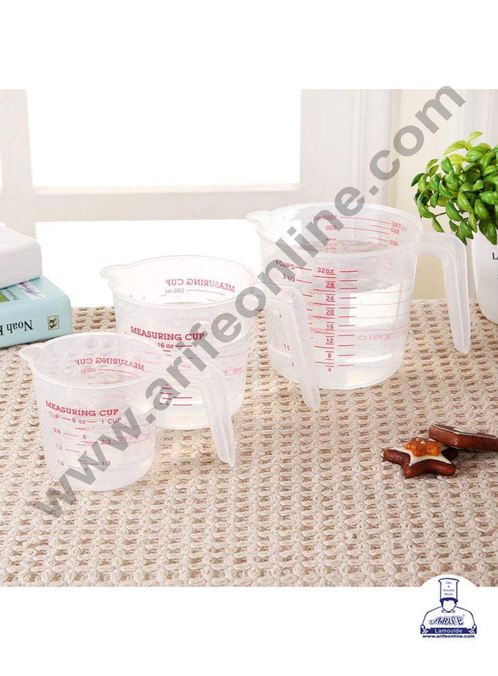 Cake Decor 3 Pcs Plastic Measuring Jug Measuring Cups Container for Measure Liquid and Baking Items