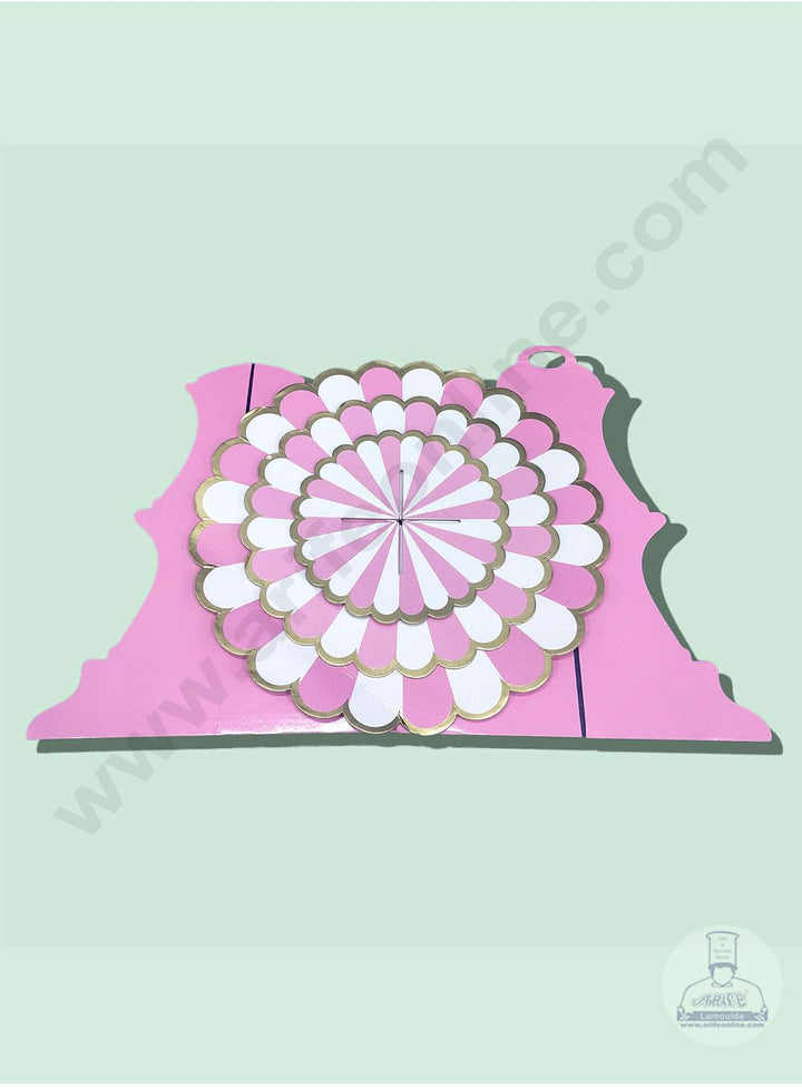Cake Decor 3 Tier Cardboard Cupcake Stand - Light Pink White Strips ( SBCS-C-LPink )