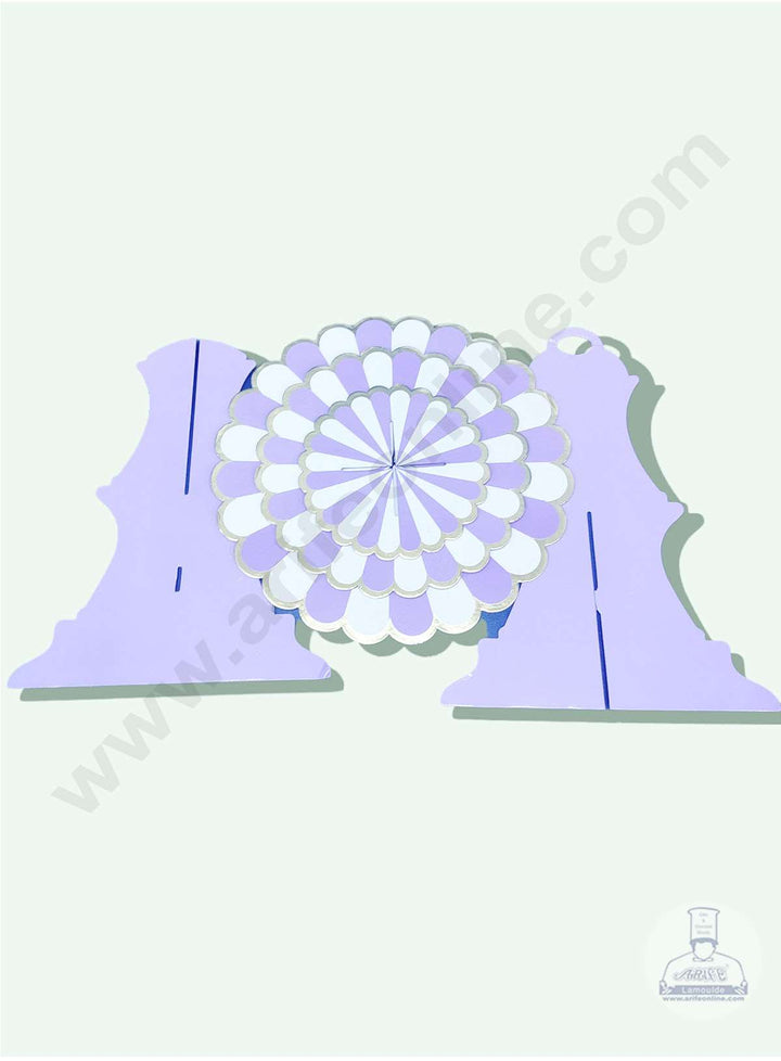 Cake Decor 3 Tier Cardboard Cupcake Stand - Light Purple White Strips ( SBCS-C-LPWS )
