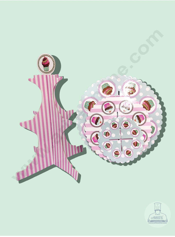 Cake Decor 3 Tier Cardboard Cupcake Stand - Multicolor - Cupcake Design ( SBCS-C-MCD )