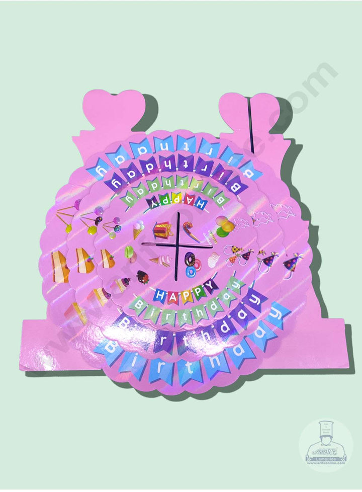 Cake Decor 3 Tier Cardboard Cupcake Stand - Pink - Happy Birthday ( SBCS-C-PHB )