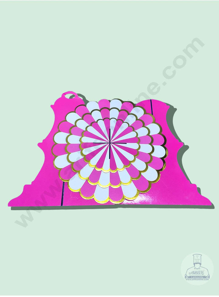 Cake Decor 3 Tier Cardboard Cupcake Stand - Pink White Strips ( SBCS-C-Pink )