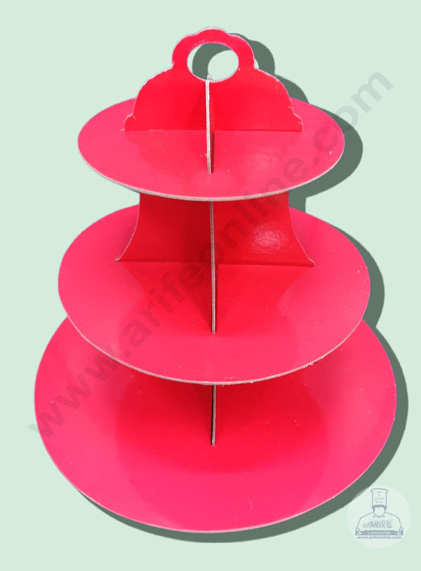 Cake Decor 3 Tier Cardboard Cupcake Stand - Plain Red ( SBCS-C-PRed )