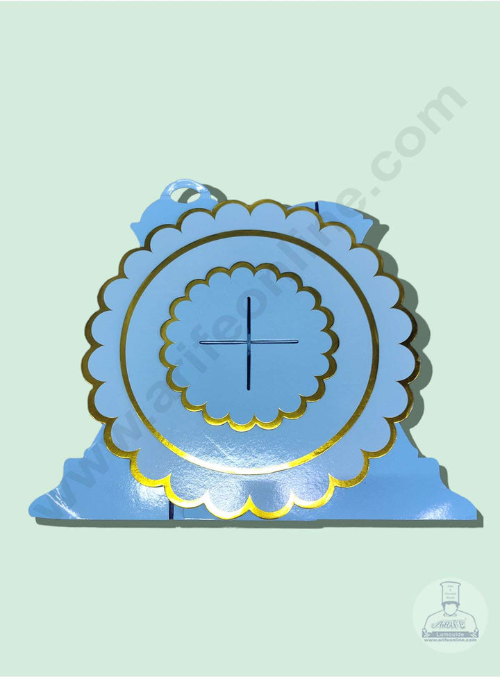 Cake Decor 3 Tier Cardboard Cupcake Stand - Sky Blue with Golden Border Design ( SBCS-C-SBGBD )