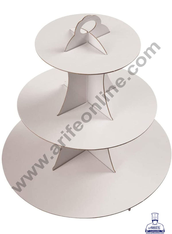 Cake Decor 3 Tier Cardboard Cupcake Stand - White