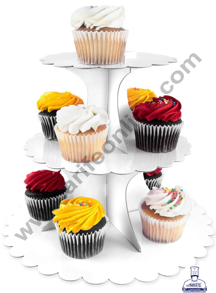 Cake Decor 3 Tier Cardboard Cupcake Stand - White