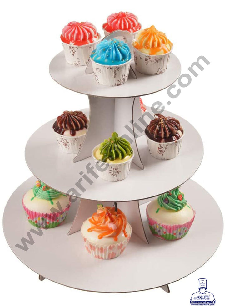 Cake Decor 3 Tier Cardboard Cupcake Stand - White