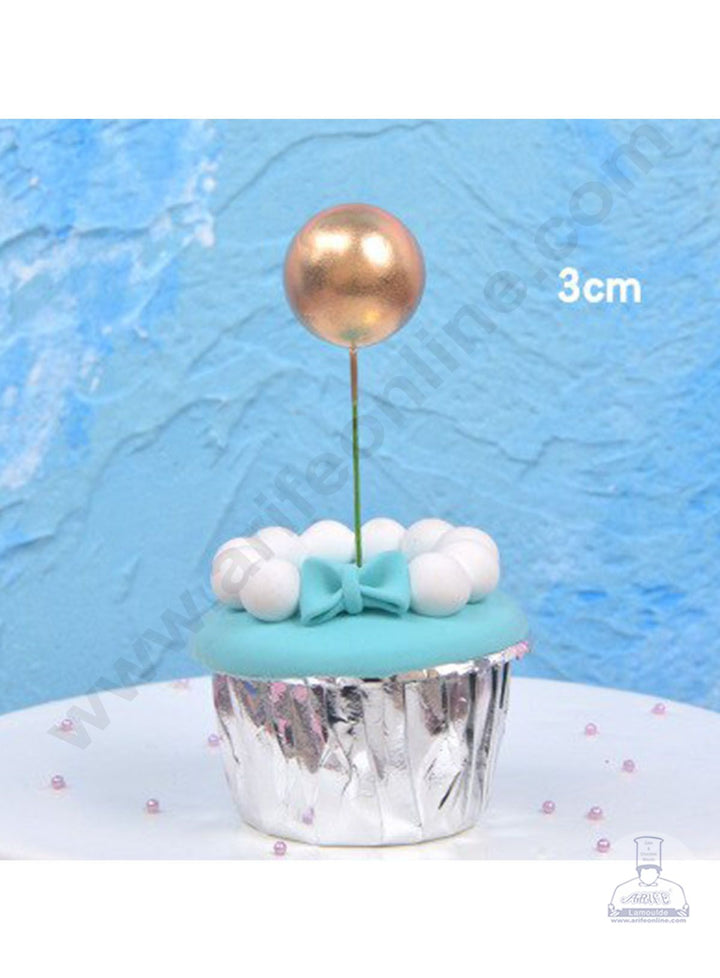 Cake Decor 3 cm Golden Balls Topper For Cake and Cupcake Decoration - (10pcs Pack)