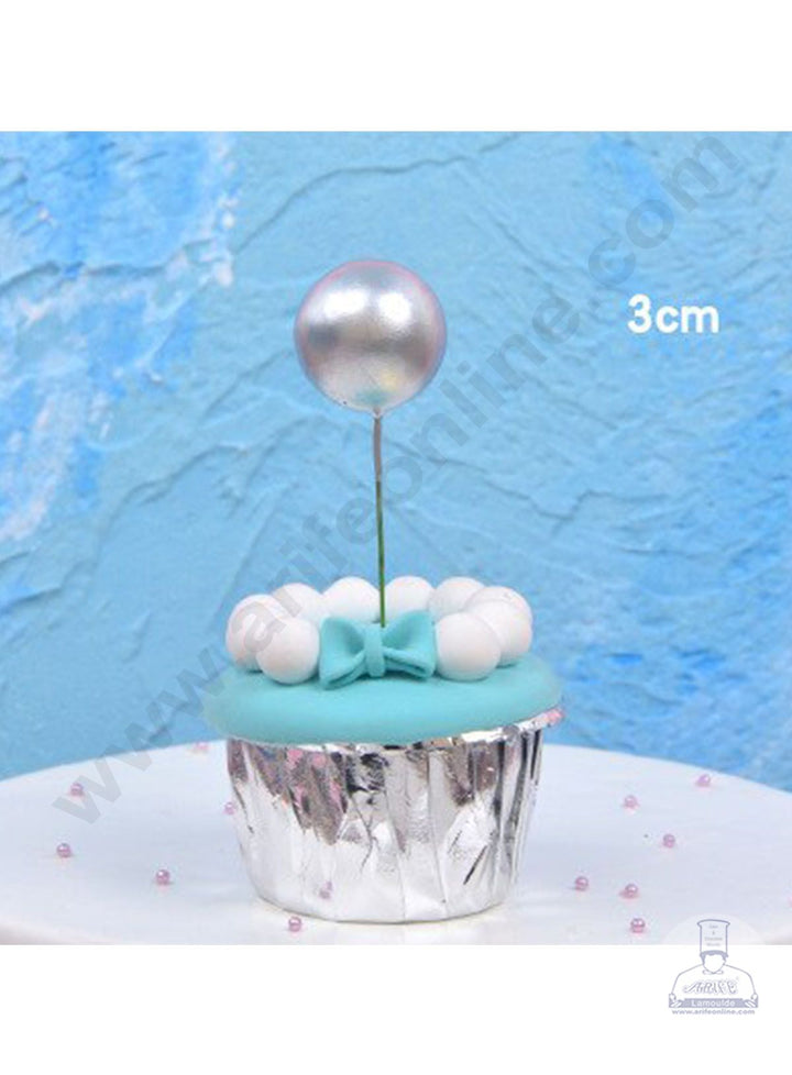 Cake Decor 3 cm Silver Balls Topper For Cake and Cupcake Decoration - (10pcs Pack)