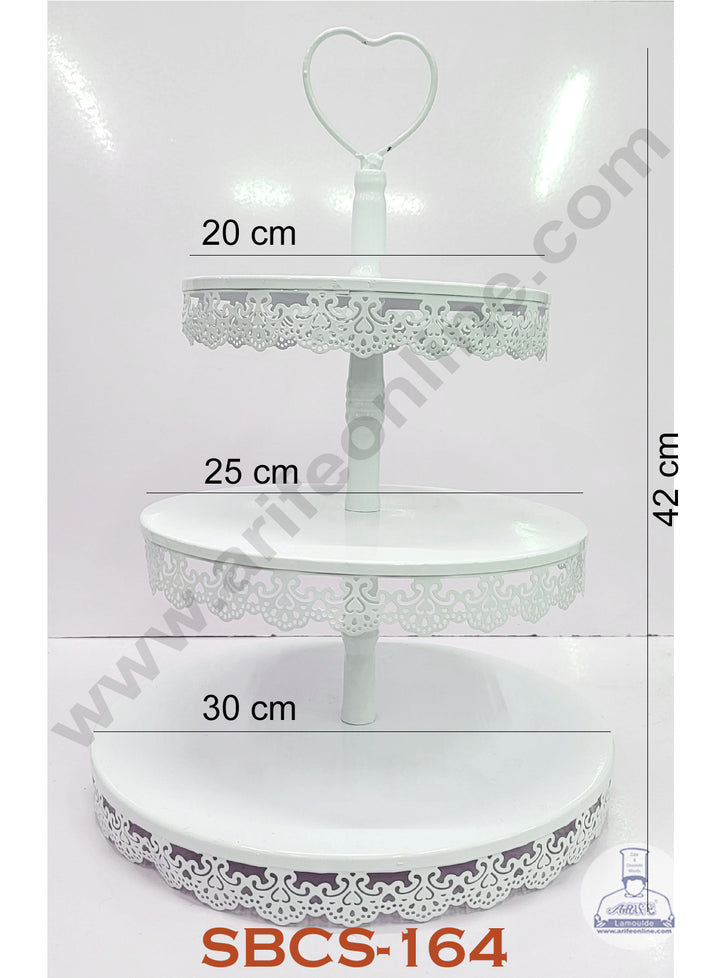 Cake Decor 3 tier Metal Plates Cup Cake Stand & Dessert Stand - White (SBCS-164)