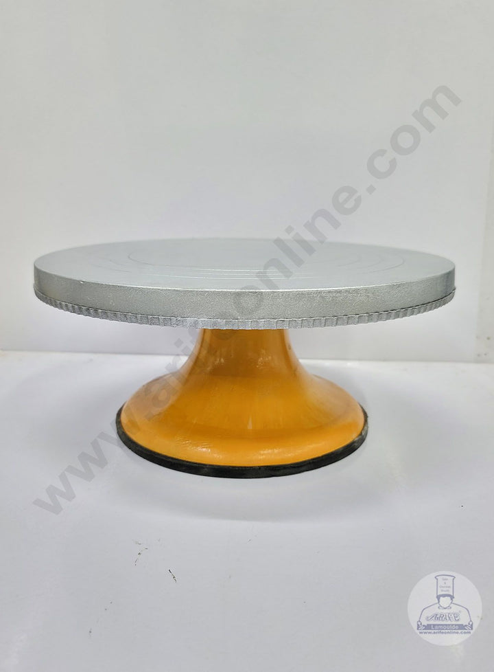 Cake Decor 360 Degree Rotating Cake Stand Cake Decorating Indian Turntable, Silver and Golden 30 cm