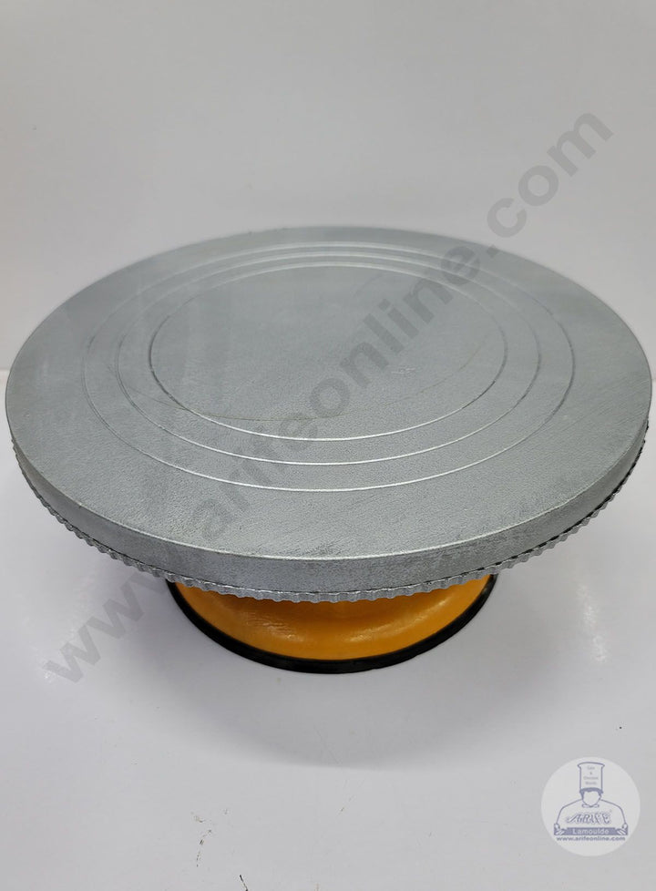 Cake Decor 360 Degree Rotating Cake Stand Cake Decorating Indian Turntable, Silver and Golden 30 cm