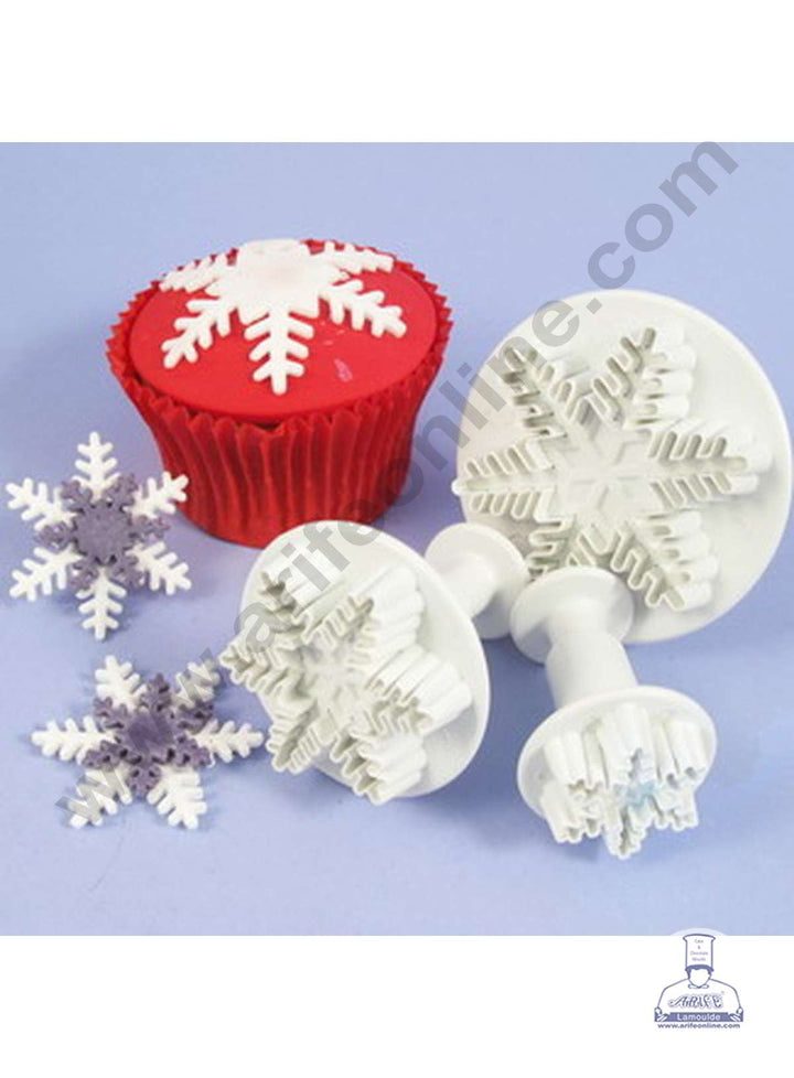 Cake Decor 3pcs Snowflake Plunger Cutter Fondant Tool