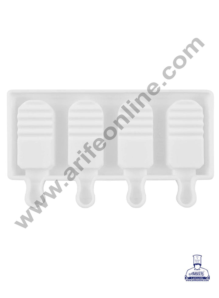 Cake Decor 4 Cavity Half Grooves Shape Silicone Popsicle And Cakesicle Molds Easy Ice Cream Bar Mould SBSM-741